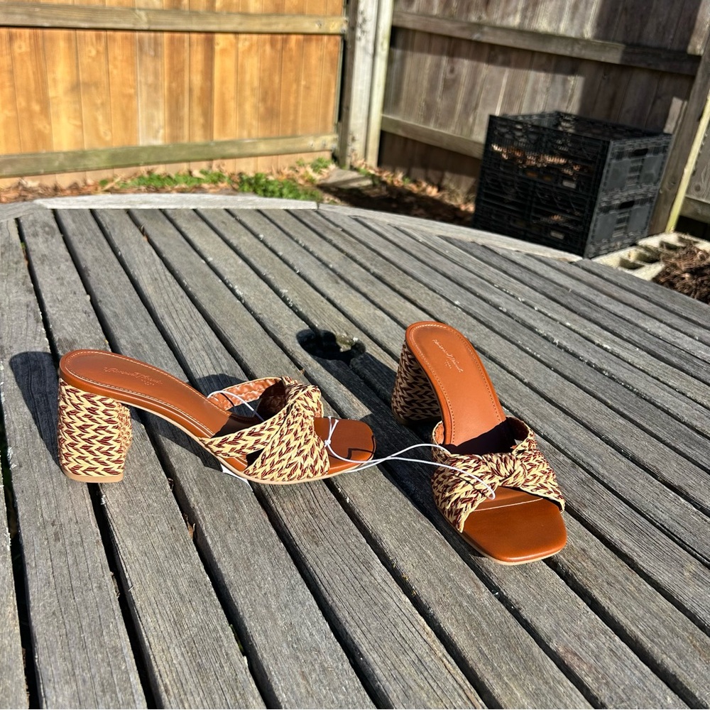 Nwt Women's Aaliyah Raffia Strappy Knot‎ Sandal Heels - Universal Thread size 6